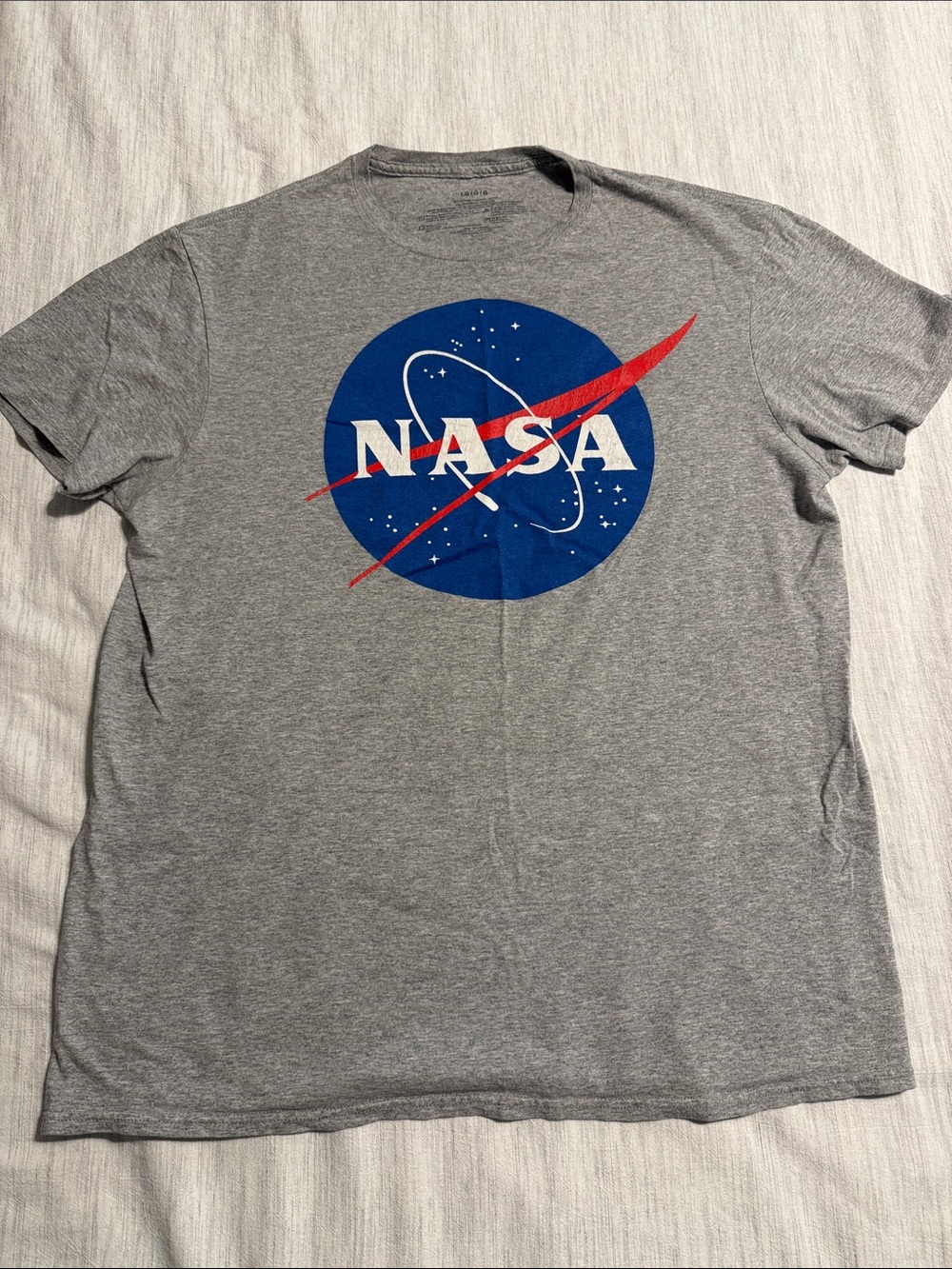 NASA Logo Gray Graphic Tee - Blue & Red Logo
